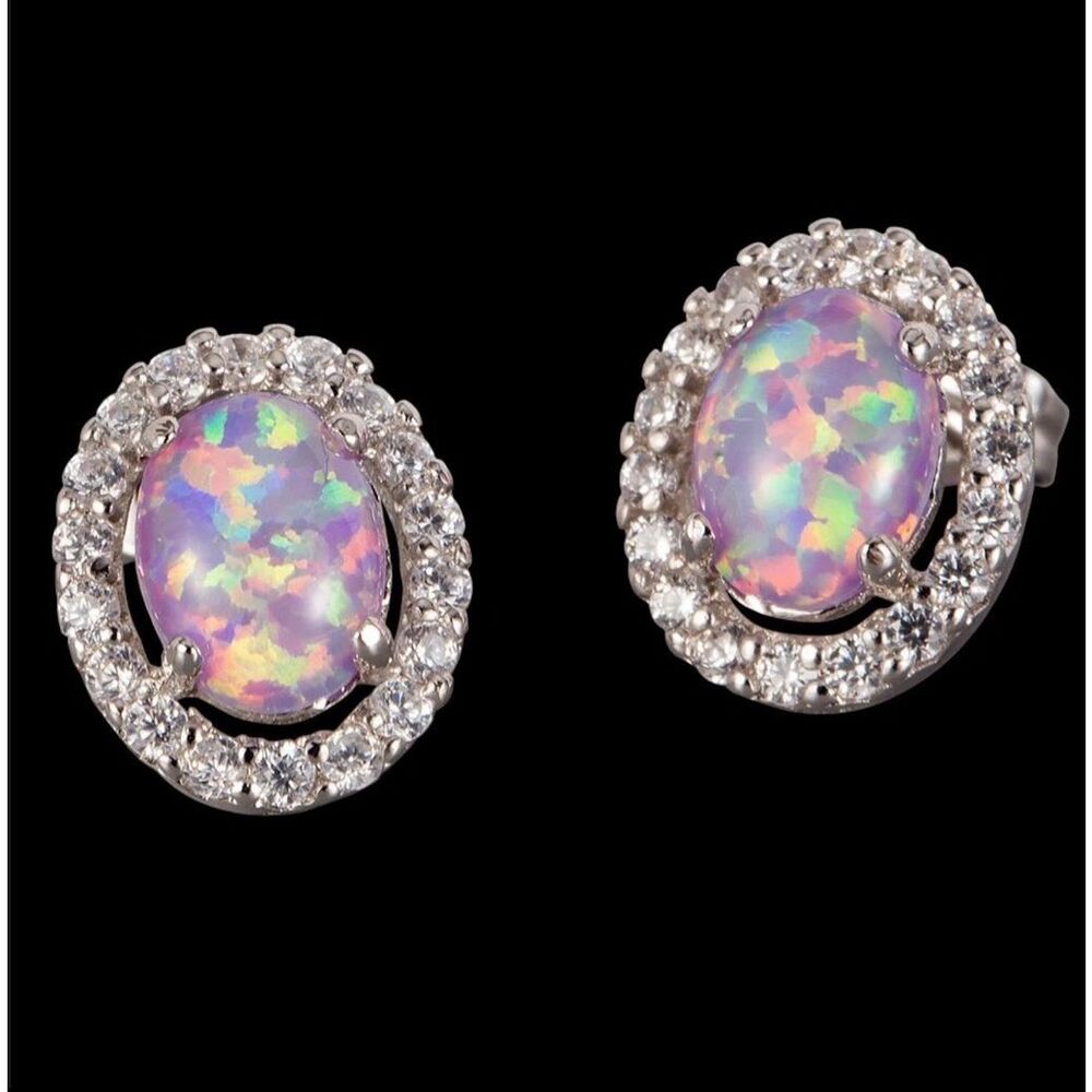 Lavender Fire Opal Earrings - Picture 2 of 8